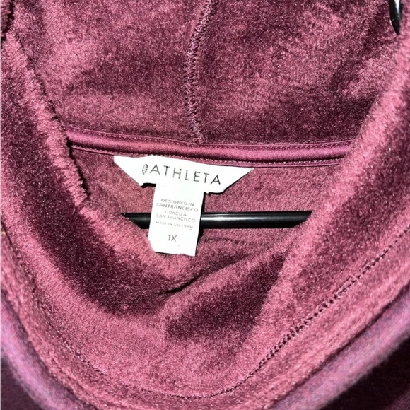Athleta Women's 1X Cozy Karma Funnel Neck Sweatshirt Spiced Cabernet Heather - Picture 2 of 4